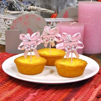 NABODALA ZA CUPCAKE OB ROJSTVU - ROŽNAT VOZIČEK (12 kosov)