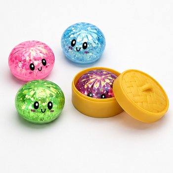 RAGE - Squishy GLITTER cmoki (Dumplings) MALI (5.5 x 5.5 x 3 cm) - Viral 2026 Fidget Toy (24 kos)