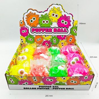 PUFFER ŽOGA Z OČMI - 10CM - V DISPLAYU (12 kos)