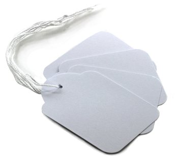 Bela etiketa za nakit z elastiko - 1,5x2,4 cm (100 kos)