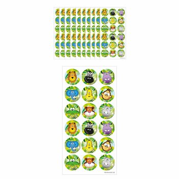 FUN STICKERS – DŽUNGLA, 18 NALEPK NA LISTU (10 kosov)