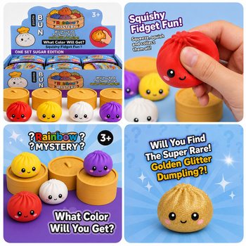 RAGE - Squishy SUGAR EDITION Cmoki Bun Dumplings VELIKI (8.5 x 8.5 x 4.8 cm) - Viral 2026 Fidget Toy (12 kos)