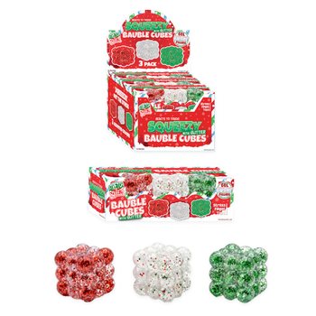 Stisljive Kocke z Bleščicami Squeezy Glitter Bauble - Set 3 Kock - Sladkorni Polnil - V Prikazovalniku (6 Setov)
