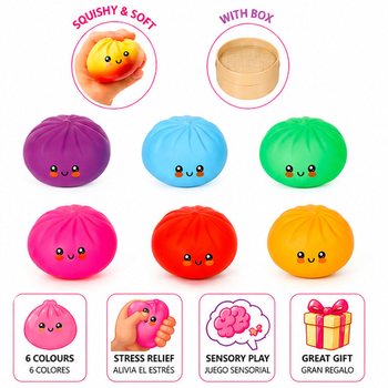RAGE - LUCKY DUMPLINGS - Squishy Bun Dumplings VELIKI Vel. 8.5 x 8.5 x 4.8 cm - V ZASLONU (12 kos)
