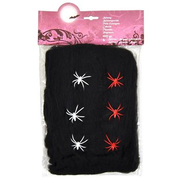 Črna Pajčevina za Halloween 100g s 6 Pajki (6 kos)