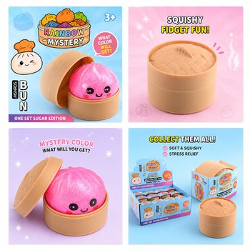 RAGE - Squishy SUGAR EDITION Bun Dumplings MALI (5.3 x 5.3 x 4.1 Cm) Viral 2026 Fidget Toy (24 kos.)
