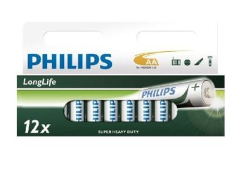 12x BATERIJE "PHILIPS - SUPER HEAVY DUTY" AA - LONGLIFE (12 kos Blister)