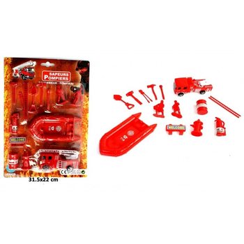 Gasilski avtomobil na poteg + Gasilski igralni set (24 kos)