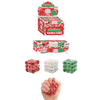 Stisljive Kocke z Ble&scaron;čicami Squeezy Glitter Bauble - Set 3 Kock - Sladkorni Polnil - V Prikazovalniku (6 Setov)