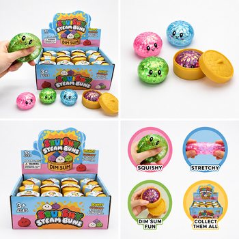 RAGE - Squishy GLITTER cmoki (Dumplings) MALI (5.5 x 5.5 x 3 cm) - Viral 2026 Fidget Toy (24 kos)