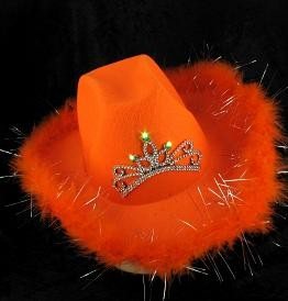 Svetleči Kavbojski Klobuk - Oranžen (6 kos.)