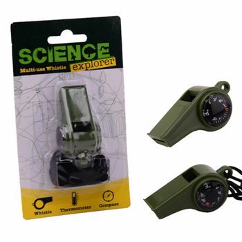SCIENCE EXPLORER SURVIVAL PIŠČALKA S KOMPASOM IN TERMOMETROM NA KARTICI (24 kosov)