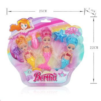 3-delni set lutk morskih deklic na kartici (6 kos)