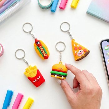 3D obeski za ključe FAST FOOD - me&scaron;ani motivi (12 kosov)