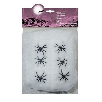 Dekorativna Pajčevina 100g s 6 Pajki - Bela (4 kos)