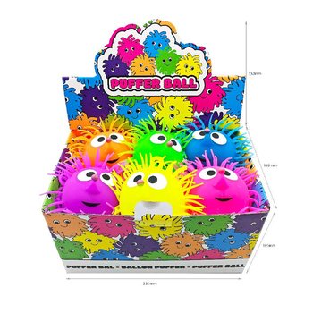 PUFFER ŽOGA Z OČMI - 13CM - V ZASLONU (12 kosov)