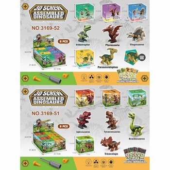 3D Dinosaur Set za Sestavljanje v Darilni &Scaron;katli - Display (8 kos.)