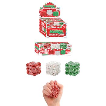 Stisljive Kocke z Ble&scaron;čicami Squeezy Glitter Bauble - Set 3 Kock - Sladkorni Polnil - V Prikazovalniku (6 Setov)