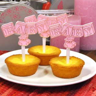 Nabodalca za Cupcake Ob Rojstvu - Baby Roza (12 kosov)