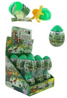 PREGLEDNO JAJČKO S PRESENEČENJEM DINO IN SLADKARIJAMI (18 kos)