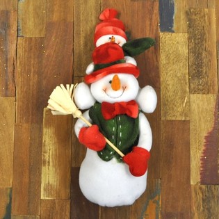 PLIŠASTI SNEŽAK S SNEŽNIM DOJENČKOM NA RAMENIH 38 CM. (1 kos)