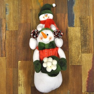 PLIŠASTI SNEŽAK S SNEŽNIM DOJENČKOM NA RAMENIH 38 CM