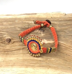 HANDMADE ORIGINALS Zapestnica Oranžno/Rjava (1 kos)
