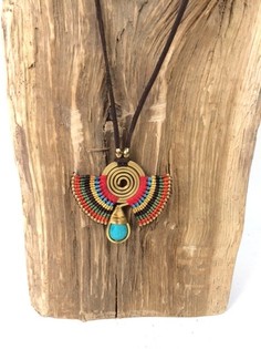 HANDMADE ORIGINALS Ogrlica z Bluestone Rdeče/Rjava (1 kos)
