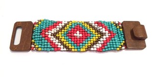 Zapestnica Ibiza Aztec z Lesenim Zapenjanjem Rumena (1 kos)