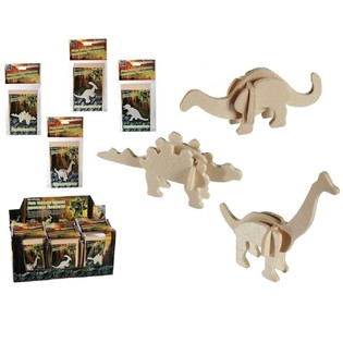 Lesena 3D sestavljanka dinozavri v displeju (72 kos)