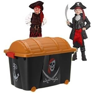 Velika skrinja za igrače pirati | 60L s kolesi