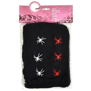 Črna Pajčevina za Halloween 100g s 6 Pajki (6 kos)