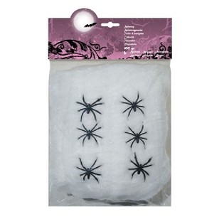 Dekorativna Pajčevina 100g s 6 Pajki - Bela (4 kos)