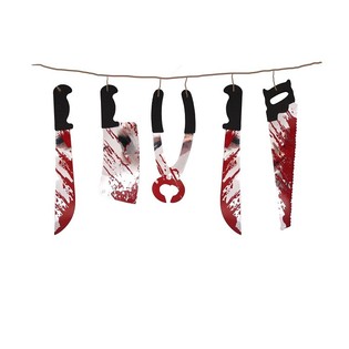 HALLOWEEN DEKORATIVNA GIRLANDA S KRVAVIMI NOŽI &ndash; 180 CM (6 kosov)