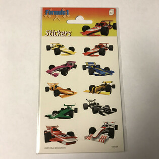LIST Z NALEPKAMI: DIRKALNI AVTOMOBILI FORMULA 1, 16 x 9 cm (10 kosov)