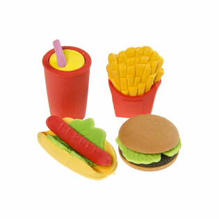 4-delni komplet radirk Fast Food (Zaslonska škatla 12x)
