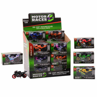 MOTOCIKEL SUPER SPORT DIE CAST, MERILO 1:24 V ZASLONU (24 kos)