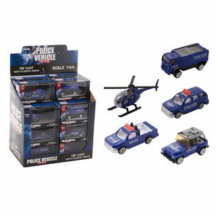 Kovinska Policijska Vozila Die-Cast Mix, Merilo 1:64 v Displayu (24 kos)