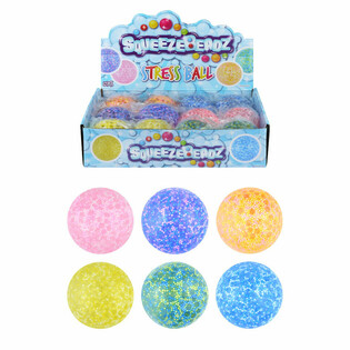 STRESNA ŽOGA S KROGLICAMI SQUEEZE BEADZ Ø7CM V DISPLAYU (12 kosov)