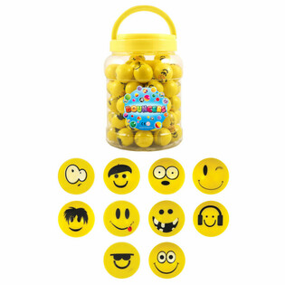 Žogice Skočice Smiley Funny Faces Ø3,3cm v Posodi (72 kos)