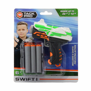 Igrača pištola Tack Pro Swift I s 6 mehkimi puščicami - 11 cm