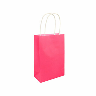 PAPIRNATA VREČKA Z ROČAJI - 14x21x7 cm - Barva: NEON ROZA (24 kosov)