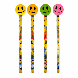 Vesel Svinčnik Smiley z Radirko (24 kos)