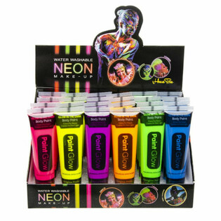 NEON Glow in the Dark Barva za Obraz - UV Aktivna (Zaslon 24 kos)
