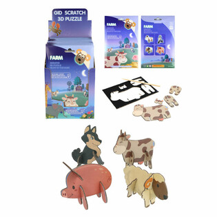 SCRATCH 3D PUZZLE - KMETIJSKE ŽIVALI DISPLAY (18 kosov)