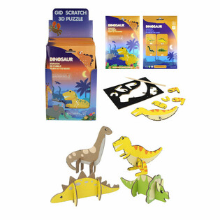 SCRATCH 3D Dinozavri Sestavljanke - Display (18 kosov)