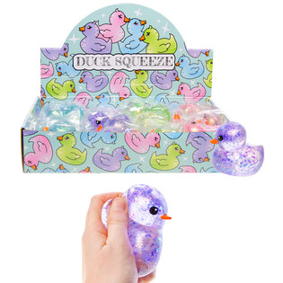 GUMIJASTA RAČKA SQUEEZE DUCK - MIX BARV - V STOJALU (12 kos.)